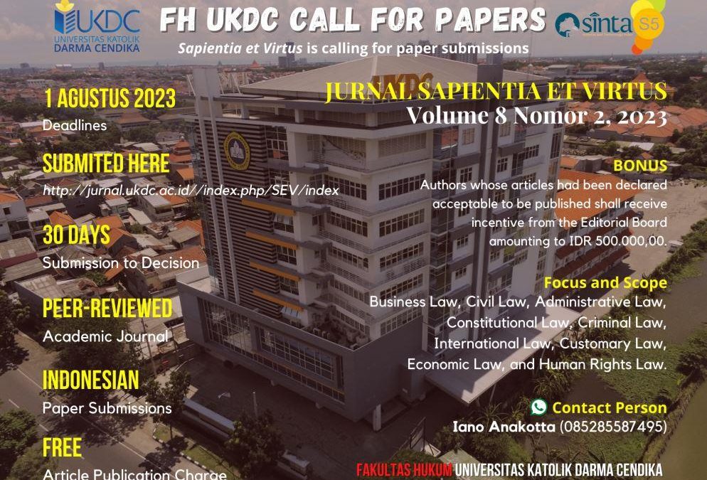 CALL FOR PAPER JURNAL HUKUM SAPIENTIA ET VIRTUS