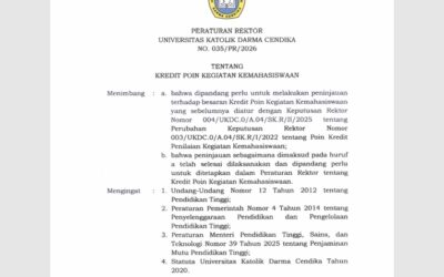 Peraturan Rektor terkait Kredit Poin Kegiatan Kemahasiswaan (KPKK)