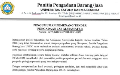 PENGUMUMAN PEMENANG TENDER PENGADAAN JAS ALMAMATER
